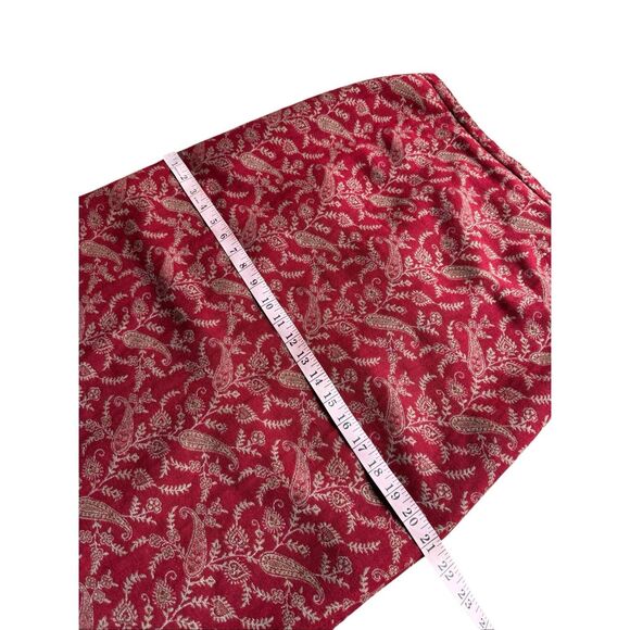 Vintage Nouveaux Red Paisley Print With Fringe Hem Straight Maxi Skirt - Picture 10 of 10